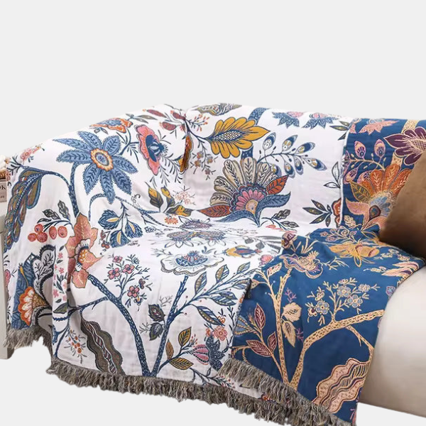 Rustiek Bloemen Katoenen Deken Omkeerbare Zachte Plaid voor Comfort het Hele Jaar-Cotton Blankets-DeWoonVallei-DeWoonVallei
