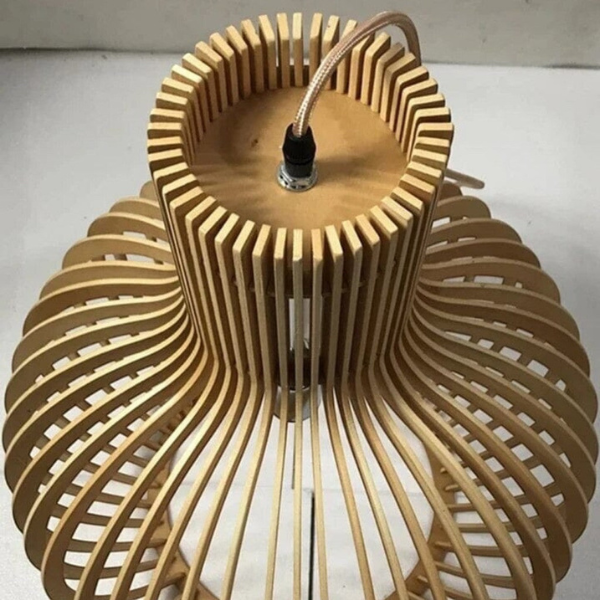 Rustieke Houten Kooi Hanglamp Natuurlijke Warme Gloed-hanging lamp-DeWoonVallei-DeWoonVallei