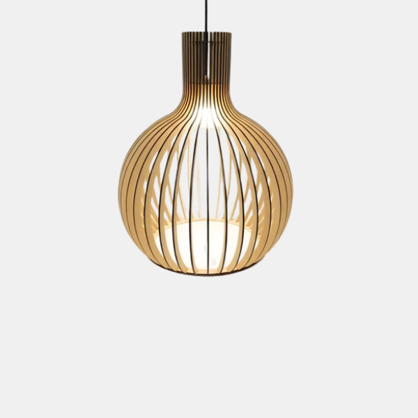 Rustieke Houten Kooi Hanglamp Natuurlijke Warme Gloed-hanging lamp-DeWoonVallei-DeWoonVallei