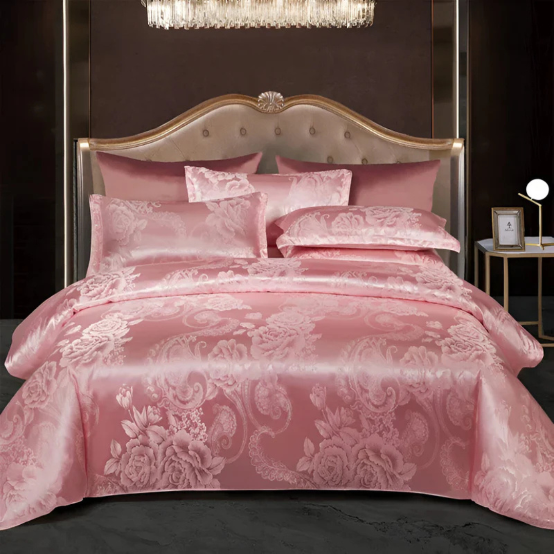 Satijnen Dekbedovertrek met Bloemenprint voor Luxe en Comfortabele Nachtrust-DeWoonVallei-Rosé-150 x 200 cm-DeWoonVallei