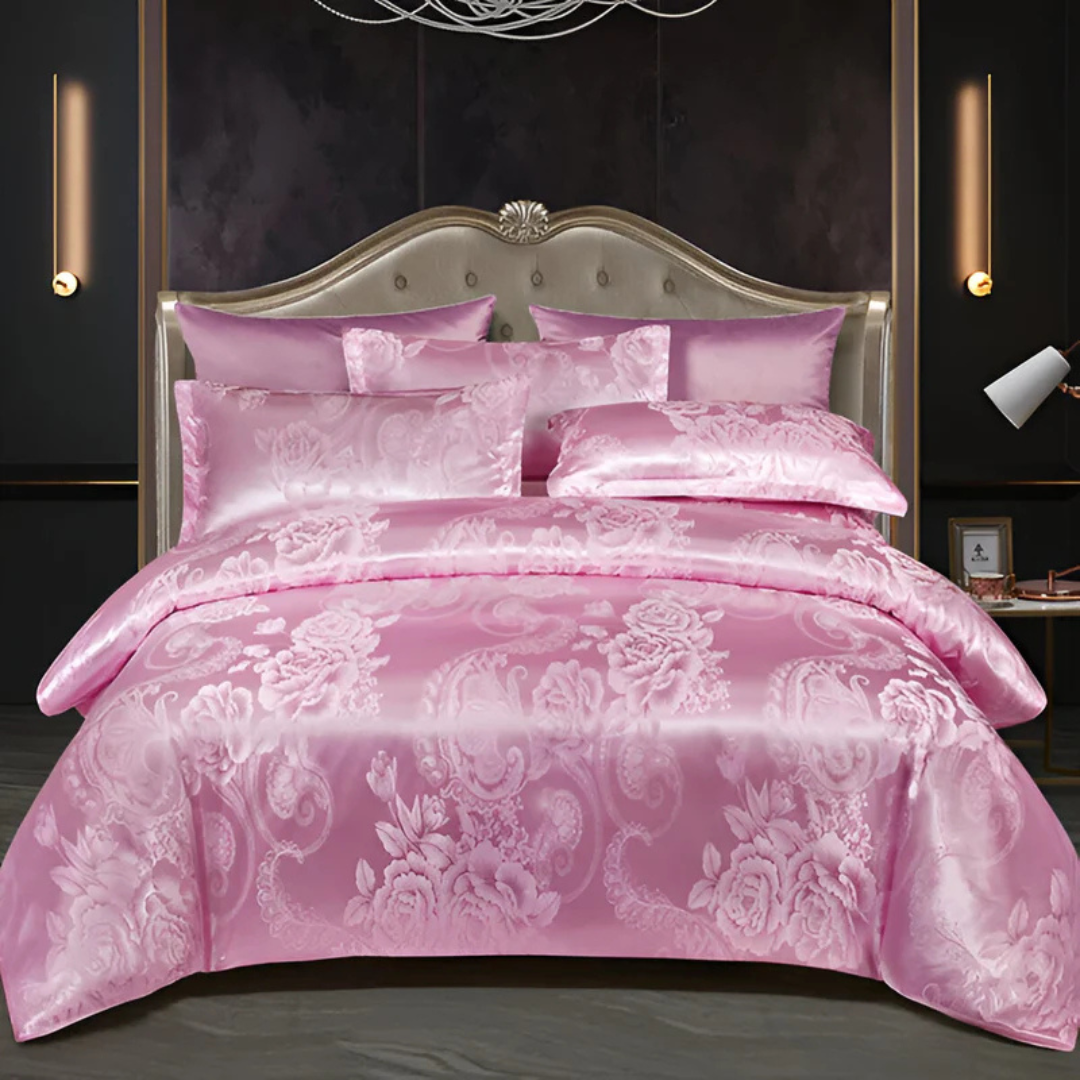 Satijnen Dekbedovertrek met Bloemenprint voor Luxe en Comfortabele Nachtrust-DeWoonVallei-Roze-150 x 200 cm-DeWoonVallei