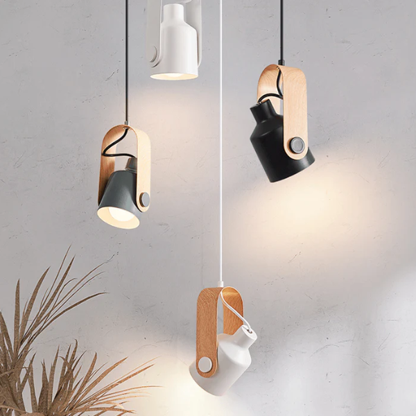 Scandinavische Hanglamp Spotlight Hout en Metaal Minimalistisch Elegante Verlichting-hanging lamp-DeWoonVallei-DeWoonVallei