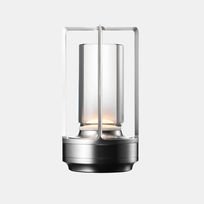 Scandinavische LED Tafellamp – Elegant Dimbaar Design met Draagbare Warmte en Sfeervolle Verlichting-Tafellamp-DeWoonVallei-Zilver-DeWoonVallei