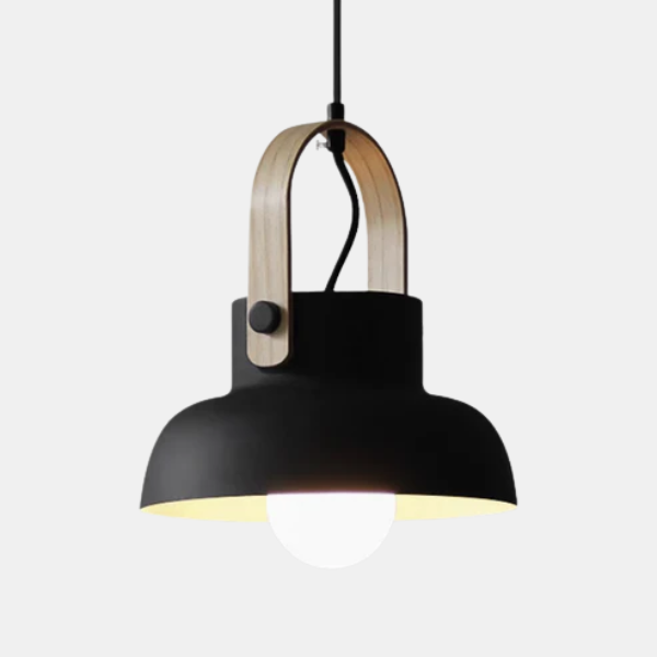 Scandinavische Minimalistische Houten Hanglamp Warm Sfeerverlichting voor Moderne Ruimtes-Hanging Lamp-DeWoonVallei-Model A-Zwart-DeWoonVallei