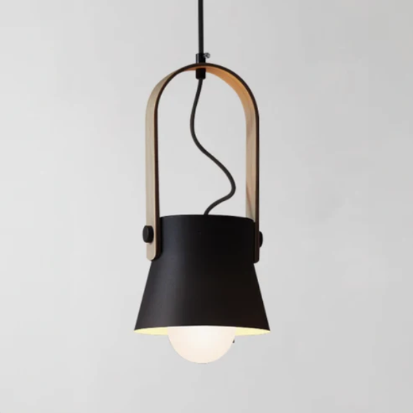 Scandinavische Minimalistische Houten Hanglamp Warm Sfeerverlichting voor Moderne Ruimtes-Hanging Lamp-DeWoonVallei-Model B-Zwart-DeWoonVallei
