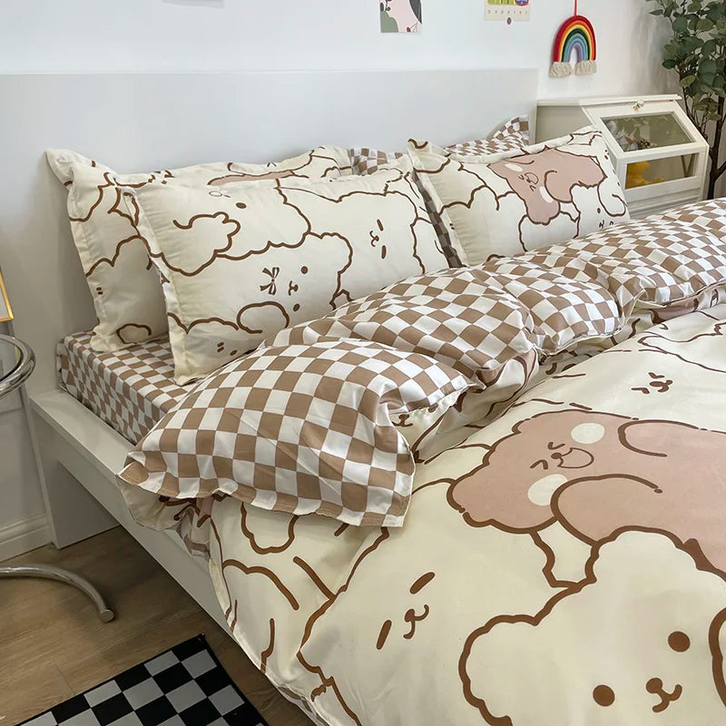 Schattig Dierenprint Beddengoed – Speels Ontwerp & Gezellig Slaapcomfort-Home & Garden-DeWoonVallei-Beer B-150cm x 200cm 3 Stuks-DeWoonVallei