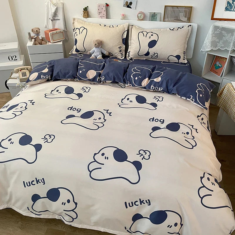 Schattig Dierenprint Beddengoed – Speels Ontwerp & Gezellig Slaapcomfort-Home & Garden-DeWoonVallei-Hond A-150cm x 200cm 3 Stuks-DeWoonVallei