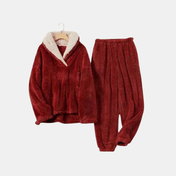 Sherpa Fleece Pyjama Warm Zacht Comfortabel Nachtkleding-Sleepwear-DeWoonVallei-Rood-S-DeWoonVallei