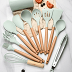 Siliconen Keukenset – BPA-vrij en Hittebestendig met Houten Handvatten-Kitchen Utensil Sets-DeWoonVallei-DeWoonVallei