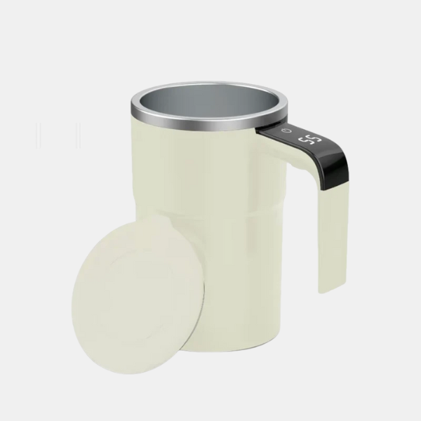 Slimme Koffiebeker met Deksel Automatisch Roeren Temperatuurweergave USB Oplaadbare Dranken-Kitchen Gadgets-DeWoonVallei-Beige-DeWoonVallei