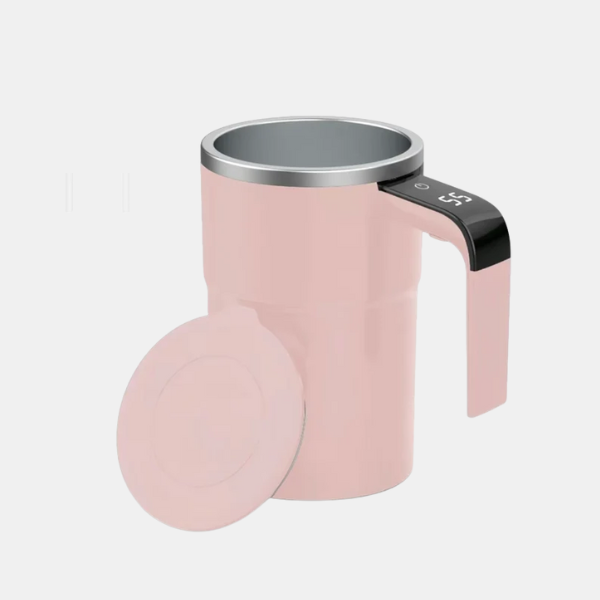 Slimme Koffiebeker met Deksel Automatisch Roeren Temperatuurweergave USB Oplaadbare Dranken-Kitchen Gadgets-DeWoonVallei-Roze-DeWoonVallei