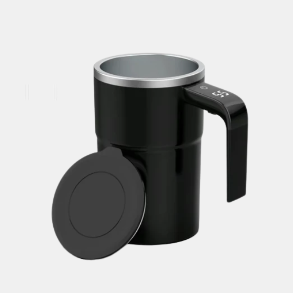 Slimme Koffiebeker met Deksel Automatisch Roeren Temperatuurweergave USB Oplaadbare Dranken-Kitchen Gadgets-DeWoonVallei-Zwart-DeWoonVallei