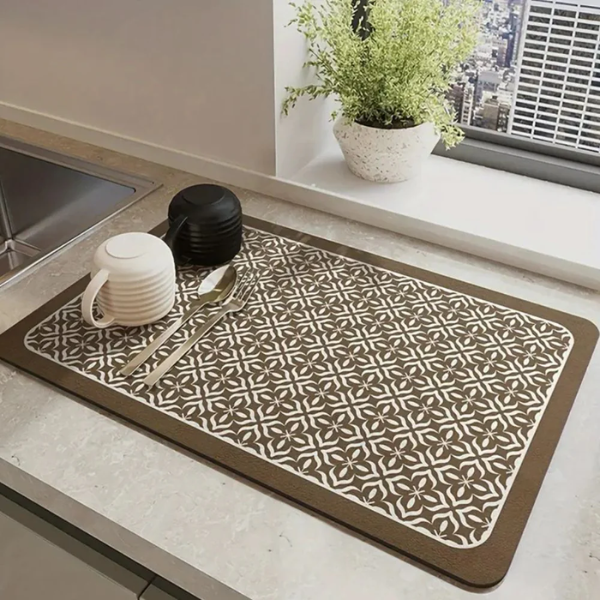 Sneldrogende Afwasmat Stijlvol Absorberend Duurzaam Praktisch Keukenbescherming-Dish Mat-DeWoonVallei-Beige-30x40 cm-DeWoonVallei