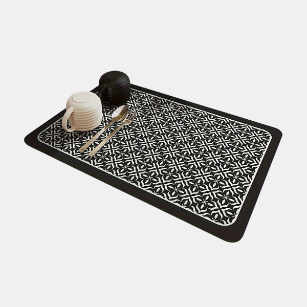 Sneldrogende Afwasmat Stijlvol Absorberend Duurzaam Praktisch Keukenbescherming-Dish Mat-DeWoonVallei-Zwart-30x40 cm-DeWoonVallei