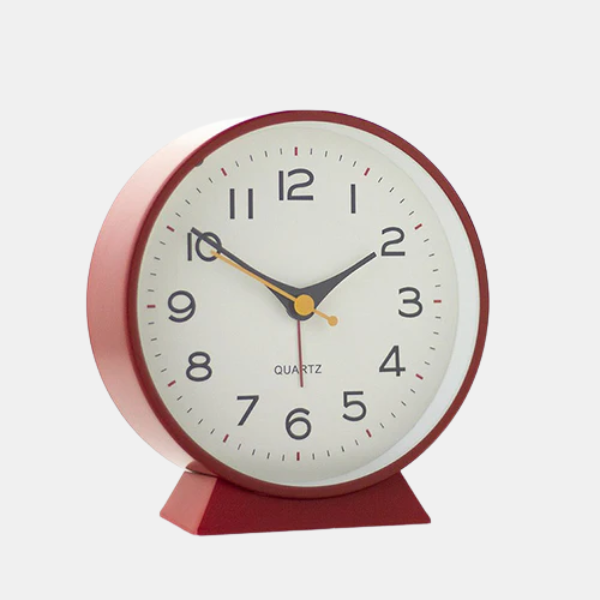 Stille Retro Wekker Batterijgevoed Niet-Tikkend met Nachtlampje voor Slaapkamer en Bureau-Alarm Clocks-DeWoonVallei-Rood-DeWoonVallei