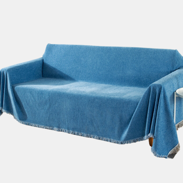 Stofbestendige Tassel Bankhoes voor Comfort en Stijlvolle Bescherming-Cushion Cover-DeWoonVallei-180 x 130 cm-Blauw-DeWoonVallei