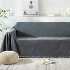 Stofbestendige Tassel Bankhoes voor Comfort en Stijlvolle Bescherming-Cushion Cover-DeWoonVallei-180 x 130 cm-Donkergrijs-DeWoonVallei