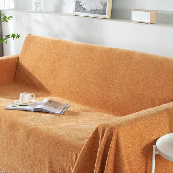 Stofbestendige Tassel Bankhoes voor Comfort en Stijlvolle Bescherming-Cushion Cover-DeWoonVallei-180 x 130 cm-Oranje-DeWoonVallei