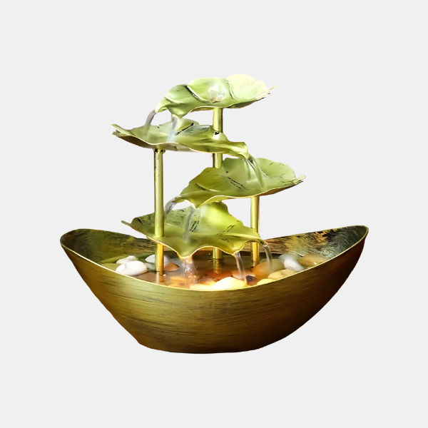 Tafel Fontein LED Vintage IJzeren Blad Rustgevende Sfeer-Figurines-DeWoonVallei-Goud-DeWoonVallei
