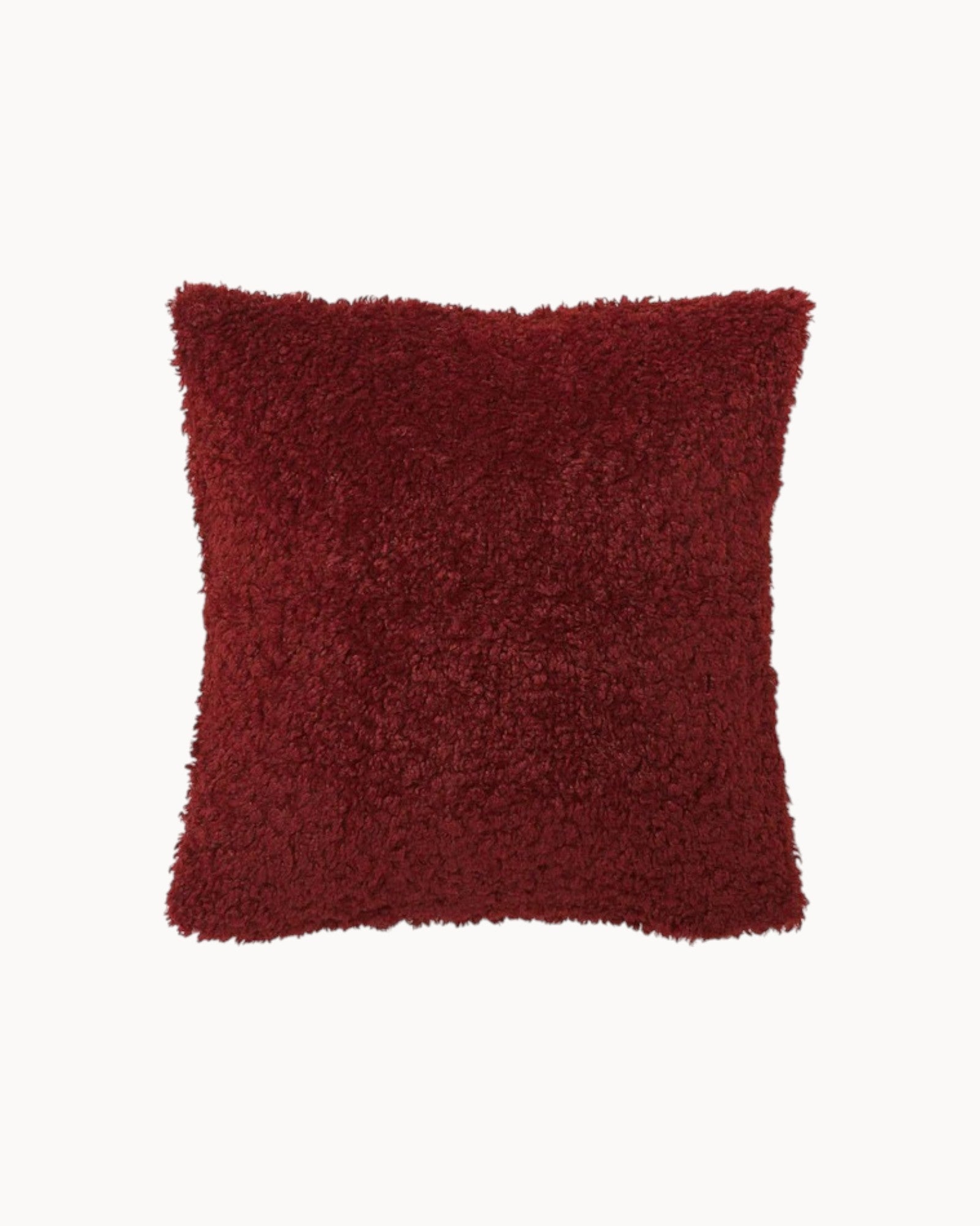 Teddy Kussenhoes 45x45 cm – Zacht en Pluizig – Beige, Taupe, Bordeaux-Cushion Cover-Bordeaux-DeWoonVallei
