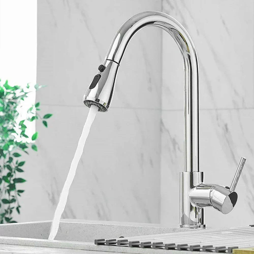Telescopische Uittrekbare Keukenkraan Enkelhendelmixer Flexibele Spray voor Moderne Keukens-Kitchen faucet-DeWoonVallei-Chroom-DeWoonVallei