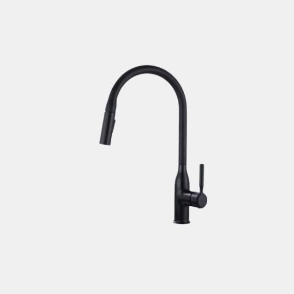 Telescopische Uittrekbare Keukenkraan Enkelhendelmixer Flexibele Spray voor Moderne Keukens-Kitchen faucet-DeWoonVallei-Mat zwart-DeWoonVallei