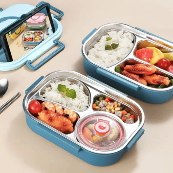 Thermische RVS Lunchbox met 4 Compartimenten voor Warme en Verse Maaltijden-Food Storage Containers-DeWoonVallei-DeWoonVallei