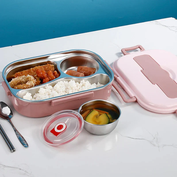 Thermische RVS Lunchbox met 4 Compartimenten voor Warme en Verse Maaltijden-Food Storage Containers-DeWoonVallei-DeWoonVallei