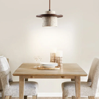 Travertijn Plafondlamp met Houten Details voor Warmte en Elegant Ontwerp-Hanging Lamp-DeWoonVallei-DeWoonVallei