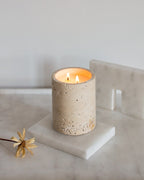 Travertin Marmeren Kaars – Beige Luxe Geurkaars 8x8x10 cm-Candles-DeWoonVallei