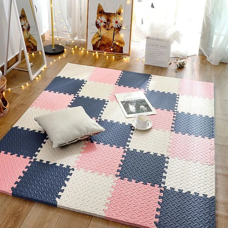 Veilige Speelmat voor Baby’s – Zachte Puzzelvloer voor Eerste Ontdekkingen-Home & Living-DeWoonVallei-12 stuks wit roze cyaan-DeWoonVallei