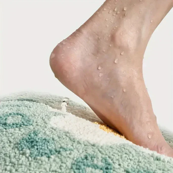 Velours Badmat met Bloemenpatroon Zacht Absorberend Antislip-Bath Mats & Rugs-DeWoonVallei-DeWoonVallei