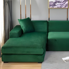 Velours Stretch Bankhoes Dikke Zachte Beschermende Comfort-Slipcovers-DeWoonVallei-1 Zit 90-140 cm-Donkergroen-DeWoonVallei