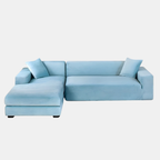 Velours Stretch Bankhoes Dikke Zachte Beschermende Comfort-Slipcovers-DeWoonVallei-1 Zit 90-140 cm-Lichtblauw-DeWoonVallei