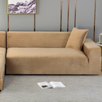 Velours Stretch Bankhoes Dikke Zachte Beschermende Comfort-Slipcovers-DeWoonVallei-1 Zit 90-140 cm-Lichtbruin-DeWoonVallei