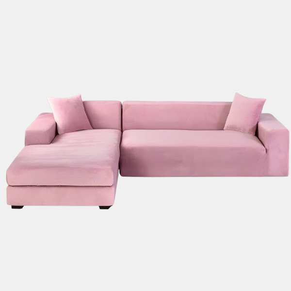 Velours Stretch Bankhoes Dikke Zachte Beschermende Comfort-Slipcovers-DeWoonVallei-1 Zit 90-140 cm-Lichtroze-DeWoonVallei