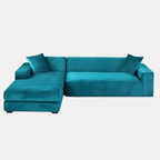Velours Stretch Bankhoes Dikke Zachte Beschermende Comfort-Slipcovers-DeWoonVallei-1 Zit 90-140 cm-Turkooisblauw-DeWoonVallei