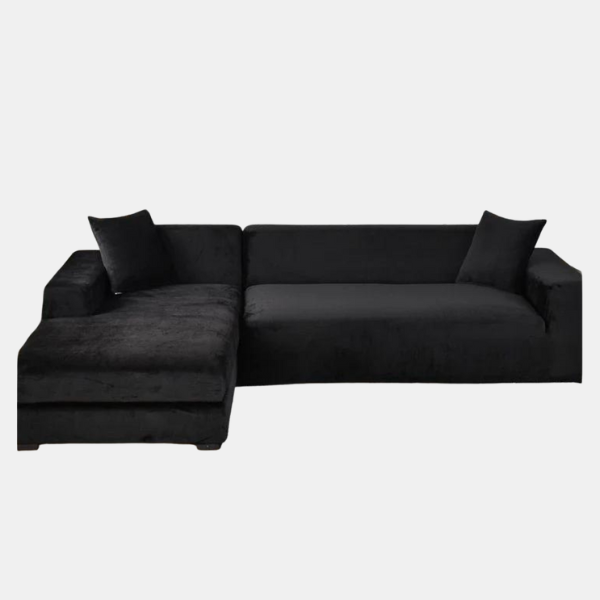 Velours Stretch Bankhoes Dikke Zachte Beschermende Comfort-Slipcovers-DeWoonVallei-1 Zit 90-140 cm-Zwart-DeWoonVallei