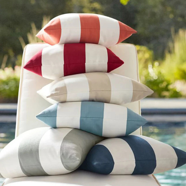 Velvet Brede Streep Outdoor Kussenhoes Zachte Luxe Comfort Ontwerp-Cushions-DeWoonVallei-DeWoonVallei