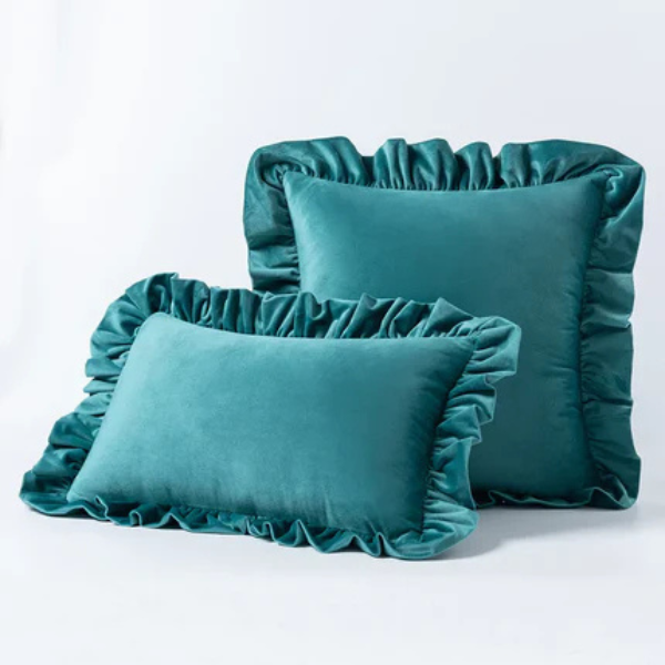 Velvet Ruffle Kussenhoes Zachte Textuur Stijlvol Comfort-Cushions-DeWoonVallei-DeWoonVallei