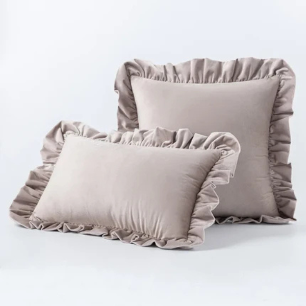 Velvet Ruffle Kussenhoes Zachte Textuur Stijlvol Comfort-Cushions-DeWoonVallei-DeWoonVallei