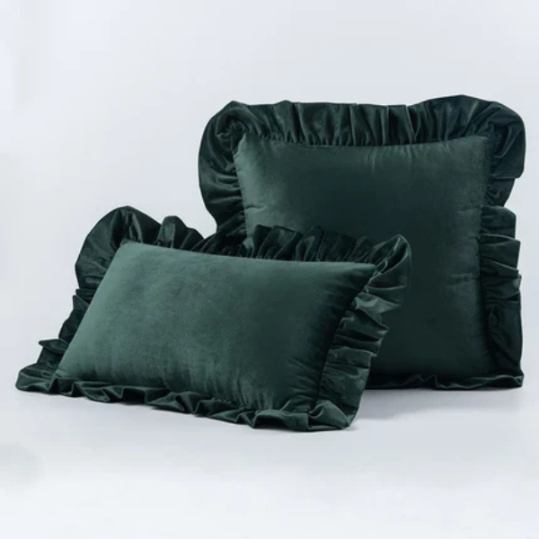 Velvet Ruffle Kussenhoes Zachte Textuur Stijlvol Comfort-Cushions-DeWoonVallei-DeWoonVallei