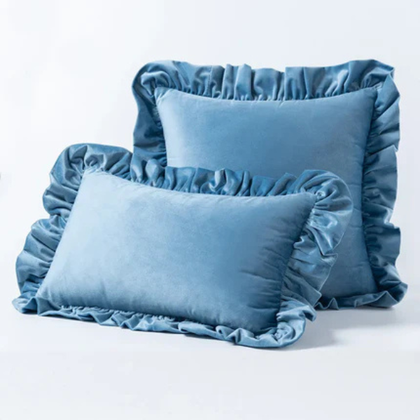 Velvet Ruffle Kussenhoes Zachte Textuur Stijlvol Comfort-Cushions-DeWoonVallei-DeWoonVallei