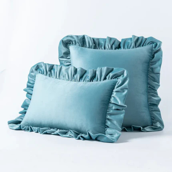 Velvet Ruffle Kussenhoes Zachte Textuur Stijlvol Comfort-Cushions-DeWoonVallei-DeWoonVallei