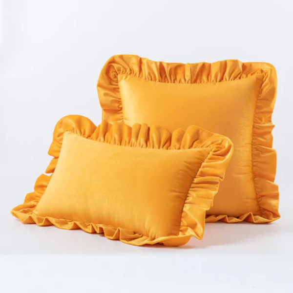 Velvet Ruffle Kussenhoes Zachte Textuur Stijlvol Comfort-Cushions-DeWoonVallei-DeWoonVallei