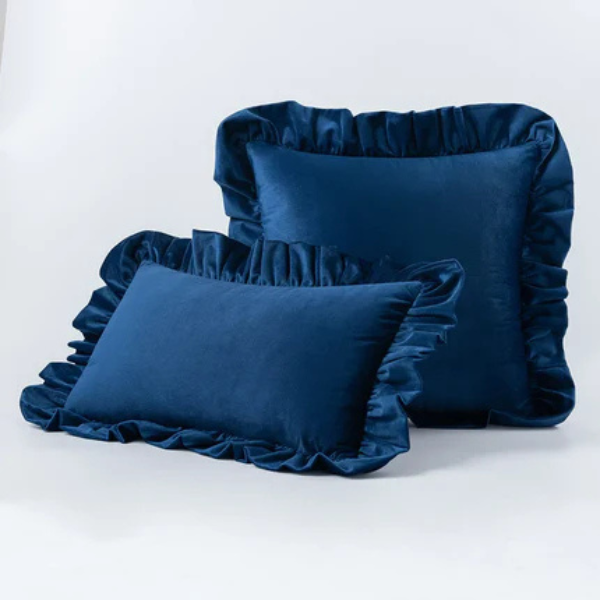 Velvet Ruffle Kussenhoes Zachte Textuur Stijlvol Comfort-Cushions-DeWoonVallei-DeWoonVallei