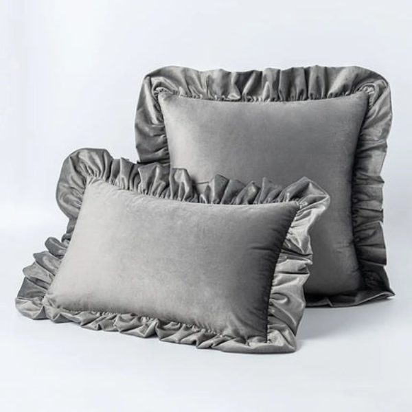 Velvet Ruffle Kussenhoes Zachte Textuur Stijlvol Comfort-Cushions-DeWoonVallei-DeWoonVallei