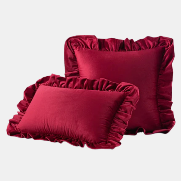 Velvet Ruffle Kussenhoes Zachte Textuur Stijlvol Comfort-Cushions-DeWoonVallei-DeWoonVallei