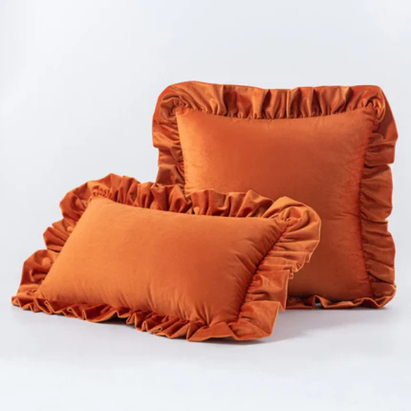 Velvet Ruffle Kussenhoes Zachte Textuur Stijlvol Comfort-Cushions-DeWoonVallei-DeWoonVallei