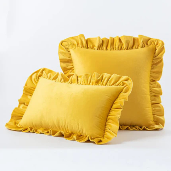 Velvet Ruffle Kussenhoes Zachte Textuur Stijlvol Comfort-Cushions-DeWoonVallei-DeWoonVallei